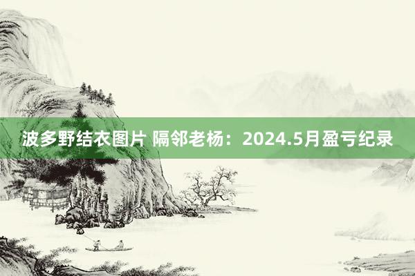 波多野结衣图片 隔邻老杨：2024.5月盈亏纪录