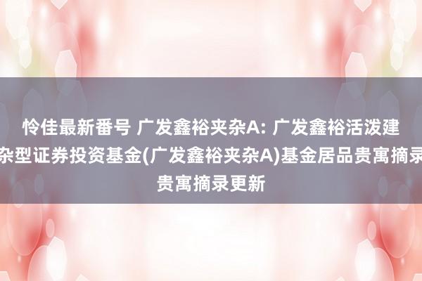 怜佳最新番号 广发鑫裕夹杂A: 广发鑫裕活泼建立夹杂型证券投资基金(广发鑫裕夹杂A)基金居品贵寓摘录更新