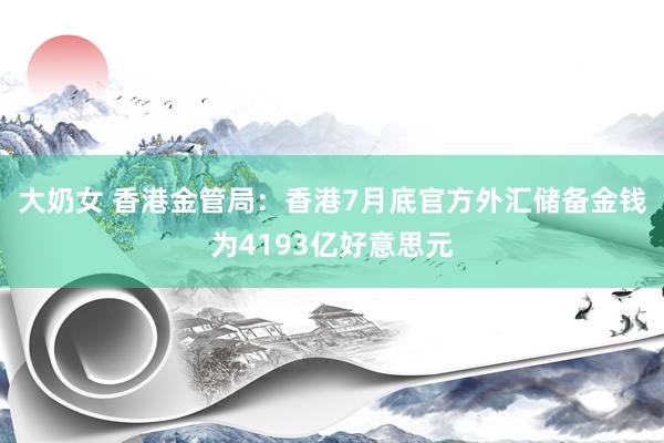 大奶女 香港金管局：香港7月底官方外汇储备金钱为4193亿好意思元